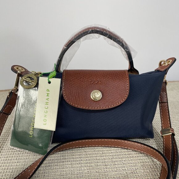 Longchamp Navy and Brown Crossbody Bag - Picture 2 of 6